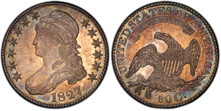 1827 Capped Bust Half Dollar. O-121. Square Base 2. Proof-67 (PCGS).